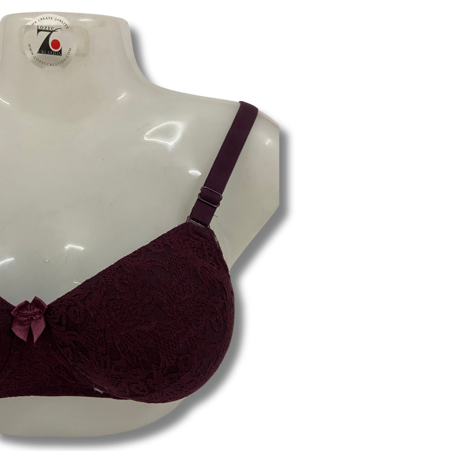 Net Design Solid Color Padded Brassiere