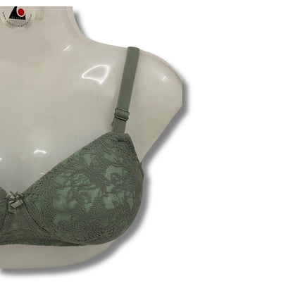 Net Design Solid Color Padded Brassiere