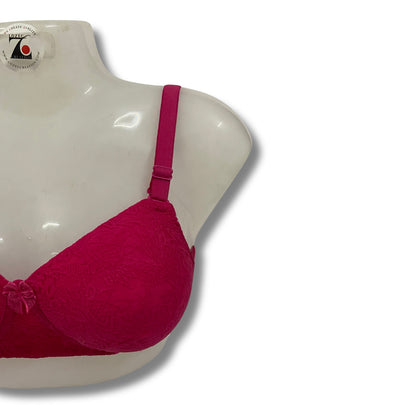 Net Design Solid Color Padded Brassiere