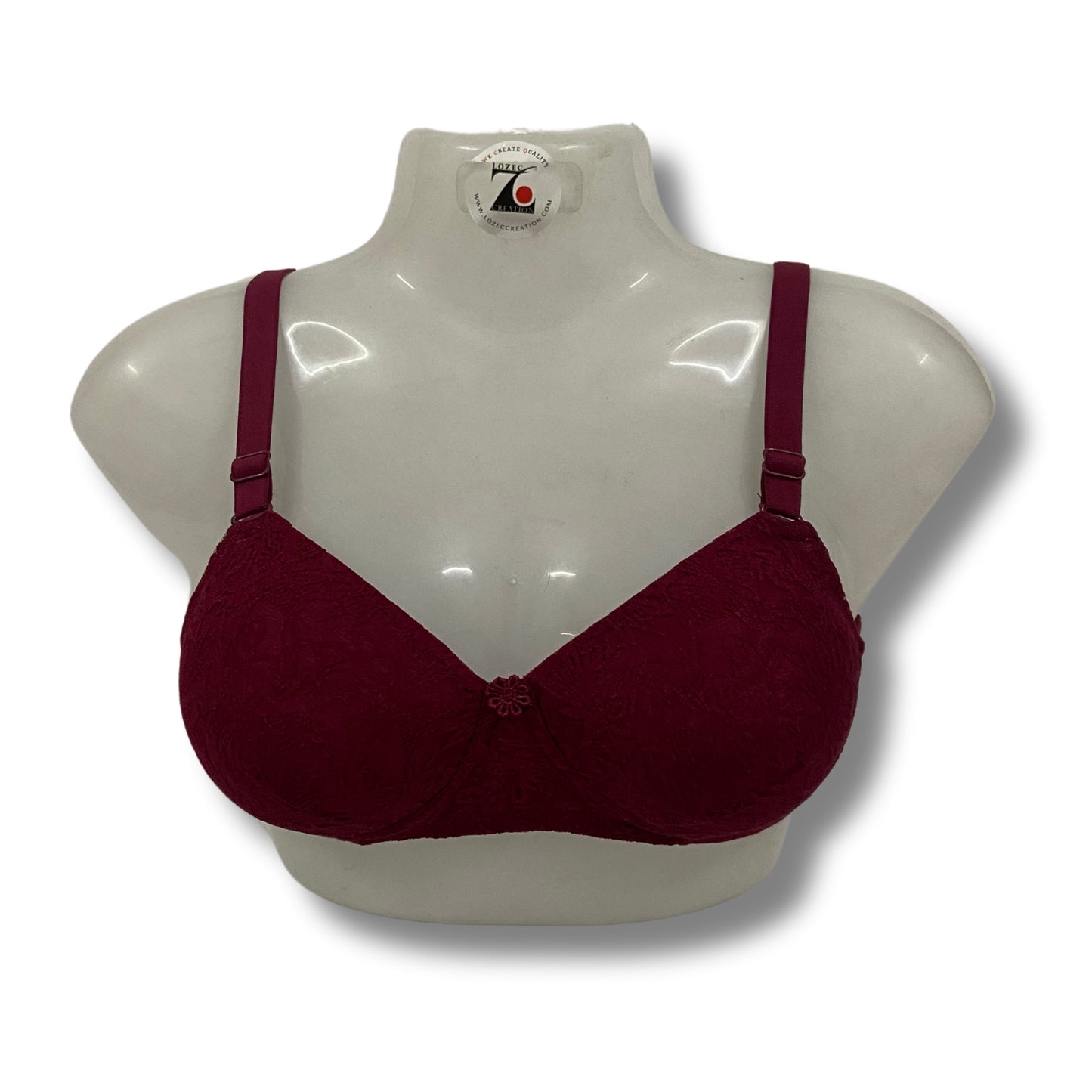 Net Design Solid Color Padded Brassiere