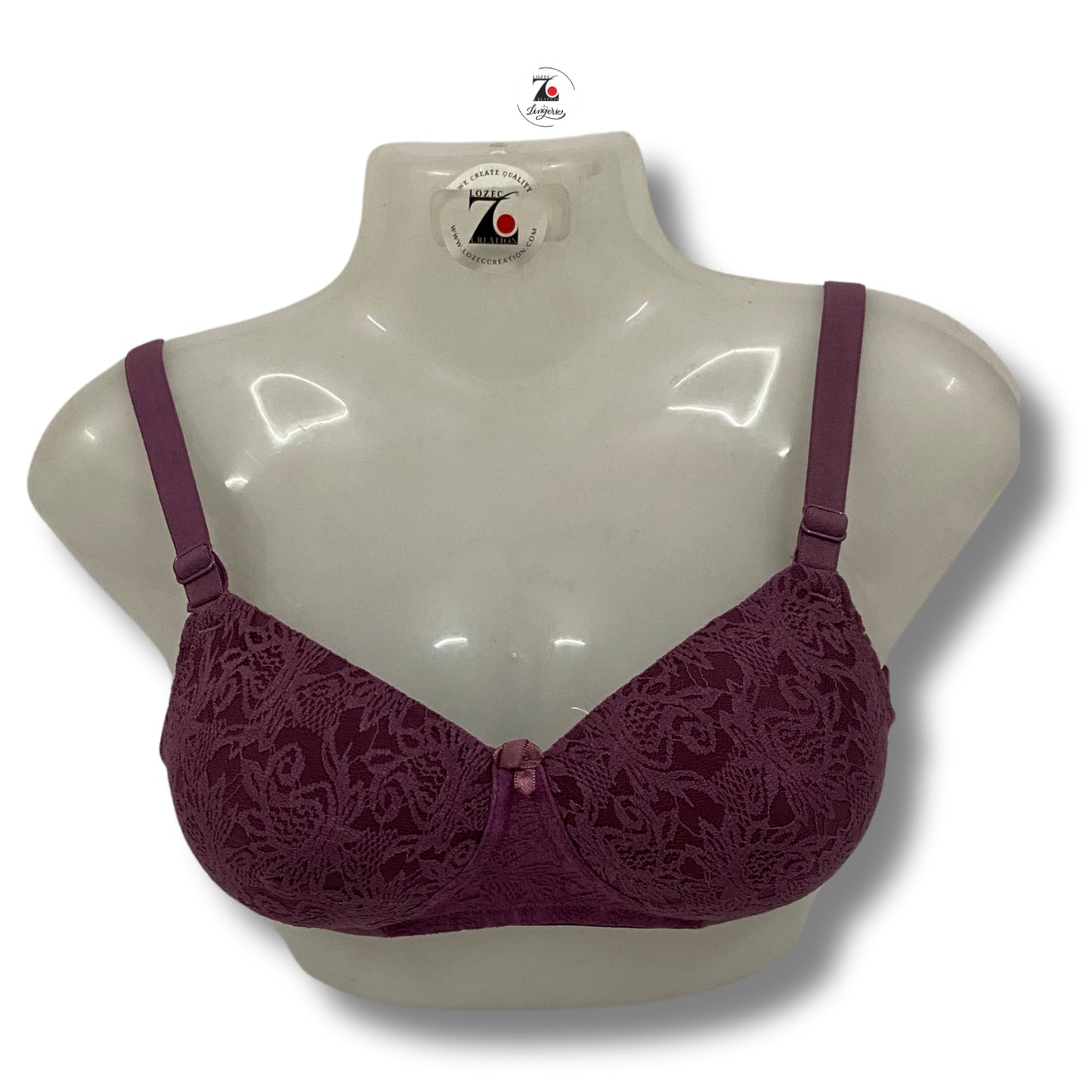 Net Design Solid Color Padded Brassiere