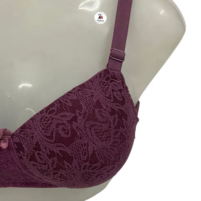 Net Design Solid Color Padded Brassiere