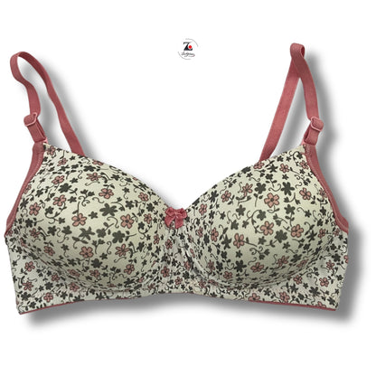 Floral pink padded brassiere