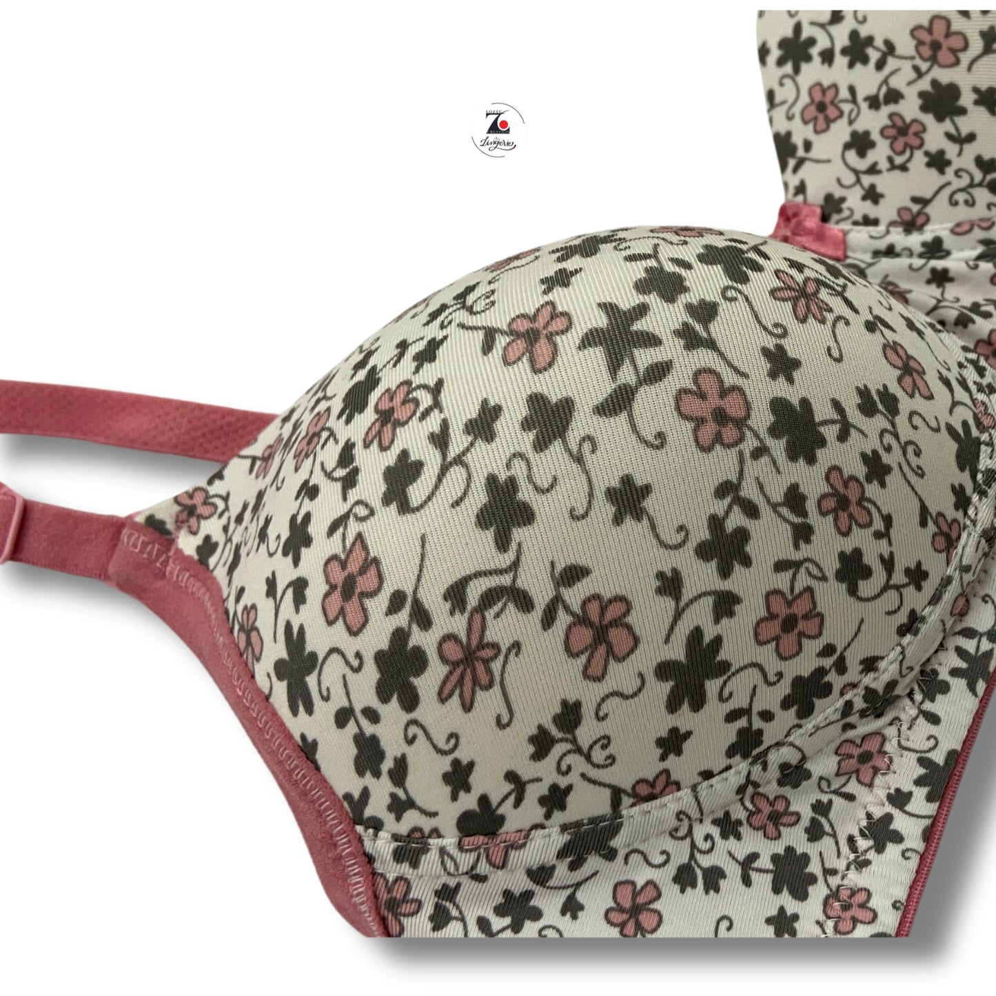 Floral pink padded brassiere