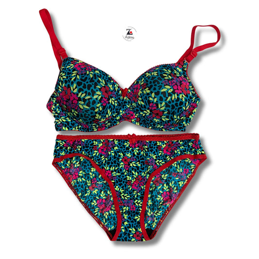 Floral casual bikini padded lingerie set